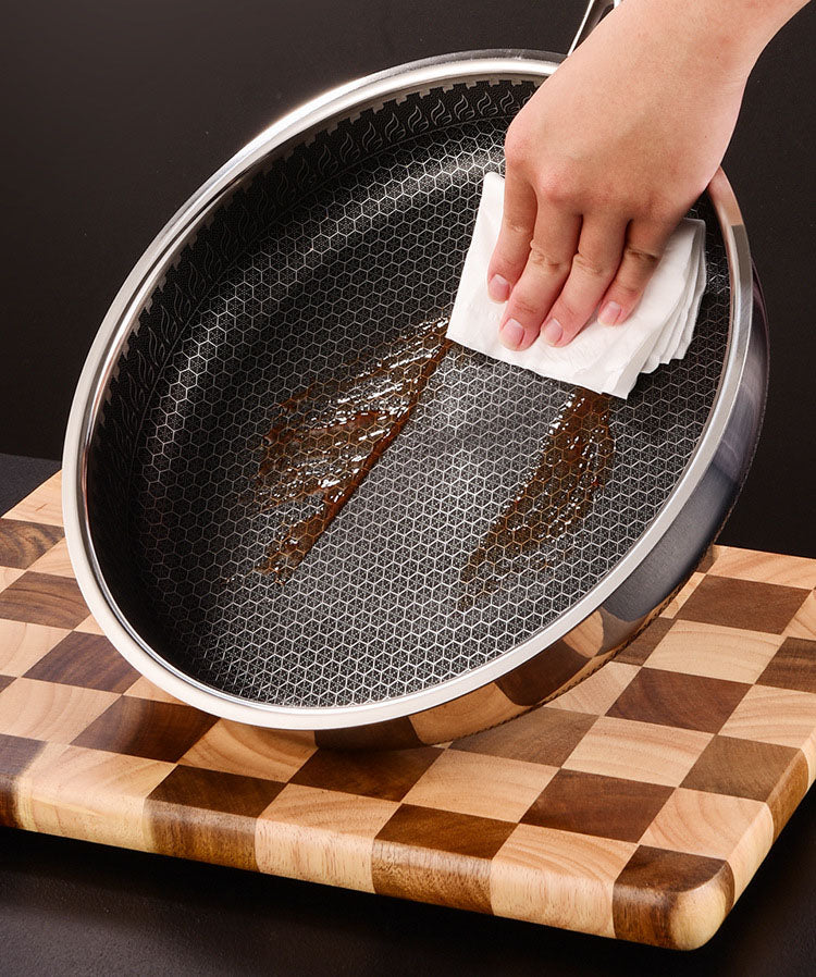 304 Stainless Steel Honeycomb Frying Pan