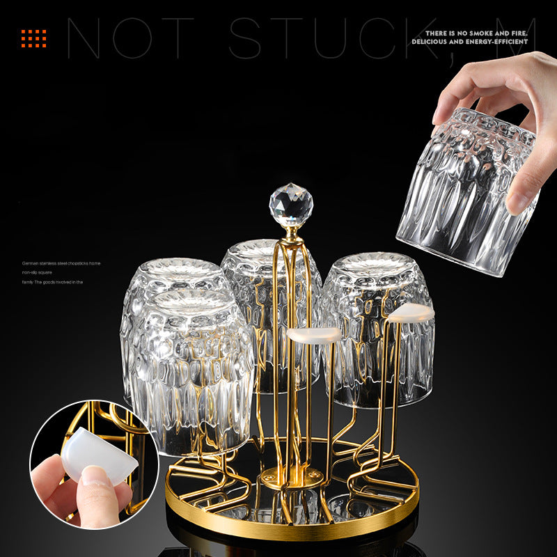 Rotating water glass holder Hanging upside down drain glass holder