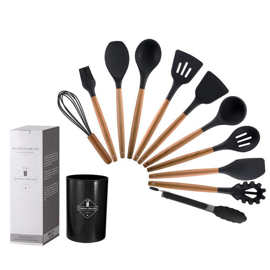 11-Piece Cooking Utensils Set With Handles Black