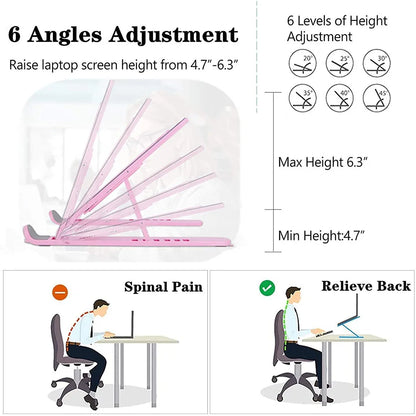 Universal Laptop Stand Adjustable Notebook Holder for Macbook Non-slip Foldable Cooling Base Bracket for Laptop/Tablet/phone