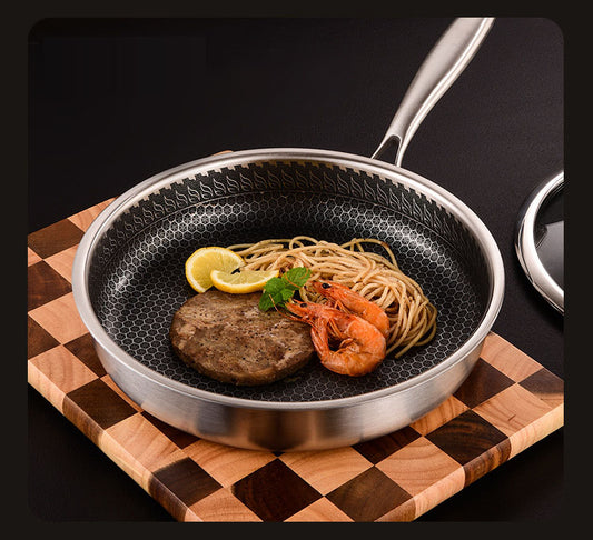 304 Stainless Steel Honeycomb Frying Pan