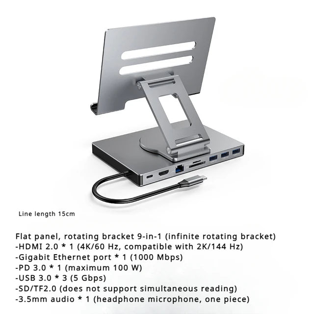 4K/60Hz Gigabit Ethernet Port USB 3.0 Splitter Hub Converter