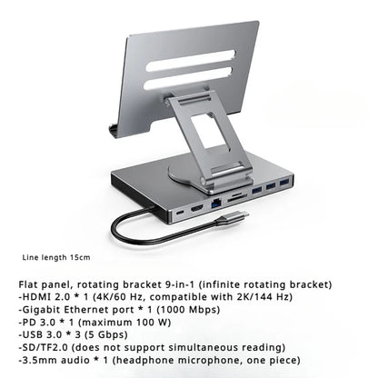 4K/60Hz Gigabit Ethernet Port USB 3.0 Splitter Hub Converter