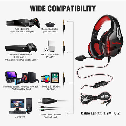 S11 Head mounted Gaming Chicken Earphones Wired Control Esports Earphones Luminous Computer Earphones