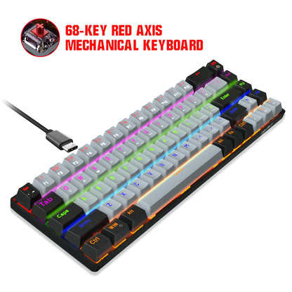 New 68 key RGB luminous esports game with blue and red axis mechanical keyboard laptop MAC 60%