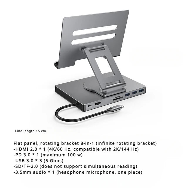 4K/60Hz Gigabit Ethernet Port USB 3.0 Splitter Hub Converter