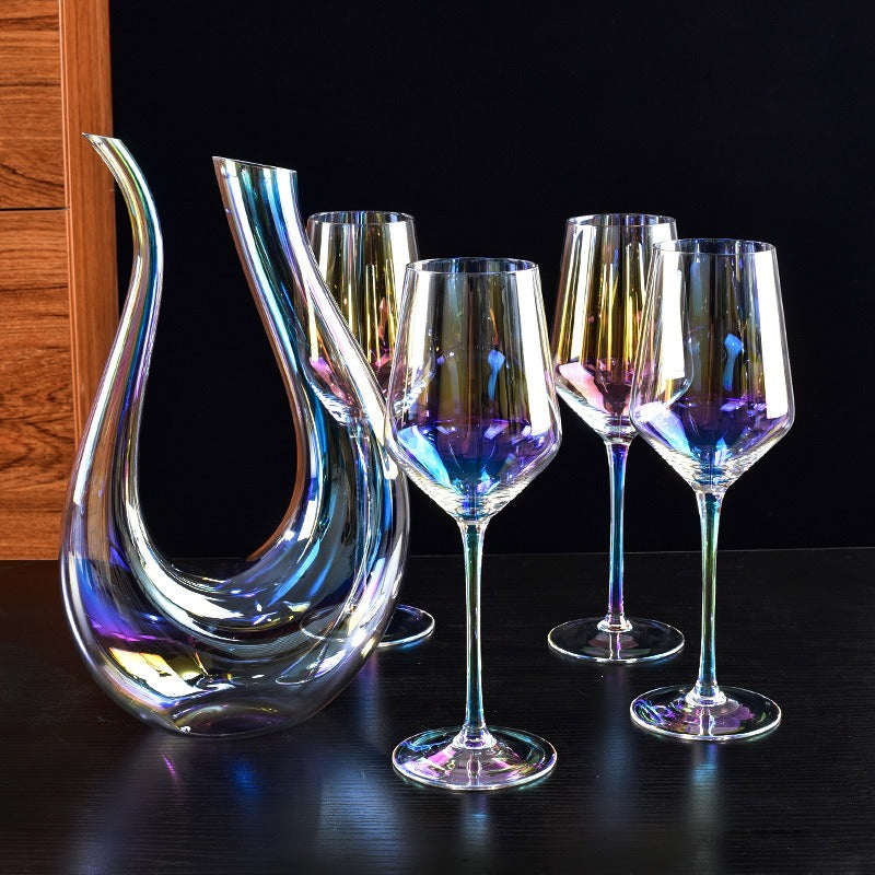 50oz Hand Blown Clear Crystal Wine Decanter Set with 4 Glasses