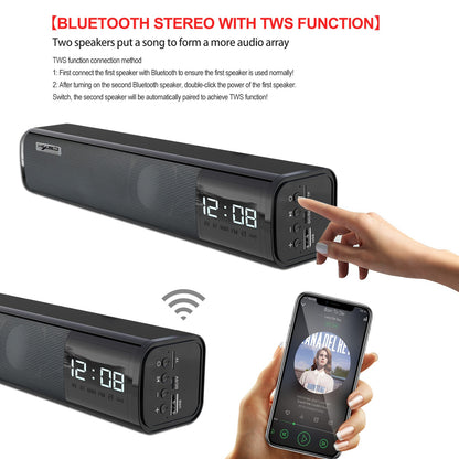 Q2 Bluetooth 5.0 Bluetooth speaker with 10W power and built-in 2200mAh battery long strip speaker