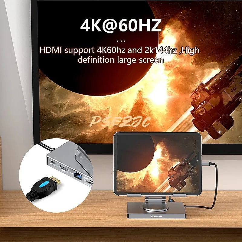 4K/60Hz Gigabit Ethernet Port USB 3.0 Splitter Hub Converter