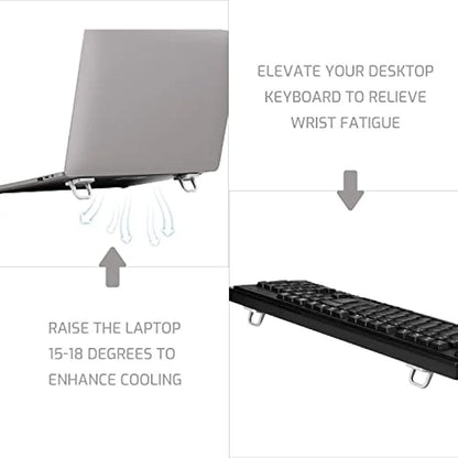 Mini Foldable Laptop Stand, Portable Computer Keyboard , Self-Adhesive Invisible Notebook Stand and Keyboard Lift for Desk