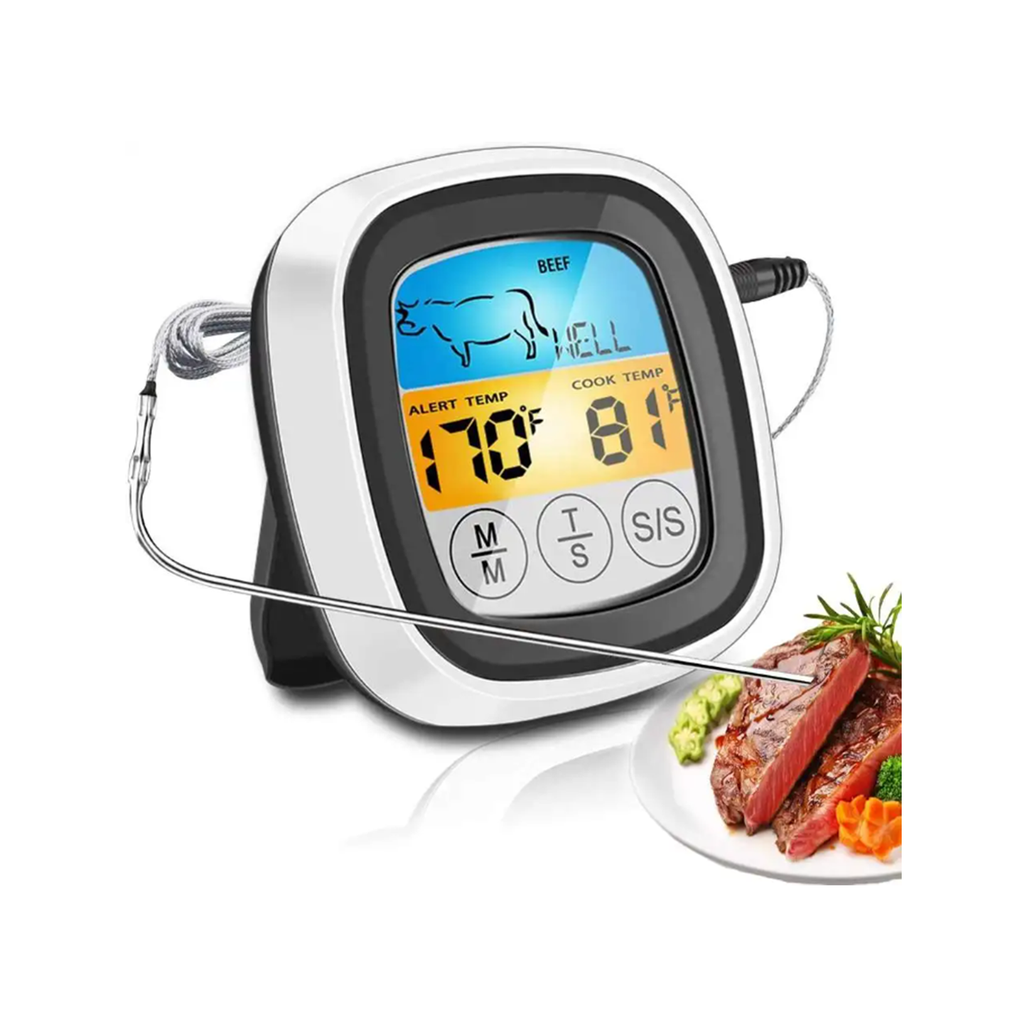 Meat Thermometer with Touchscreen Display