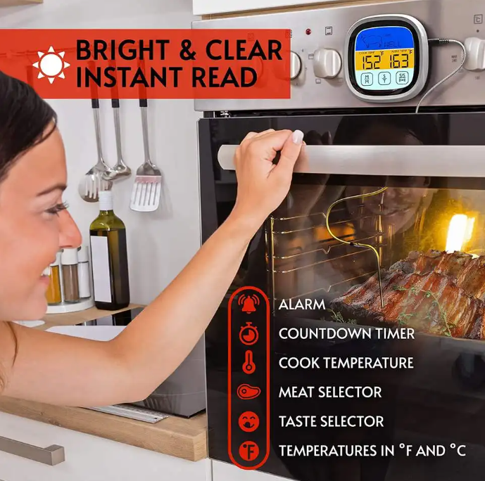 Meat Thermometer with Touchscreen Display