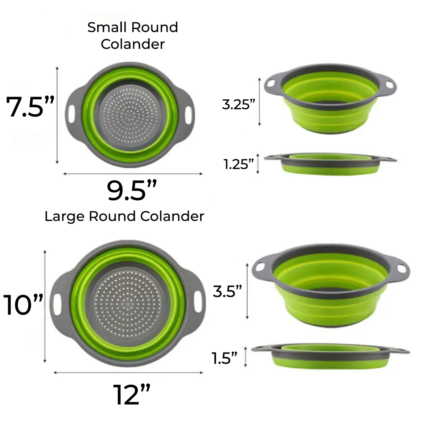 2 Piece Round Collapsible Colander Set