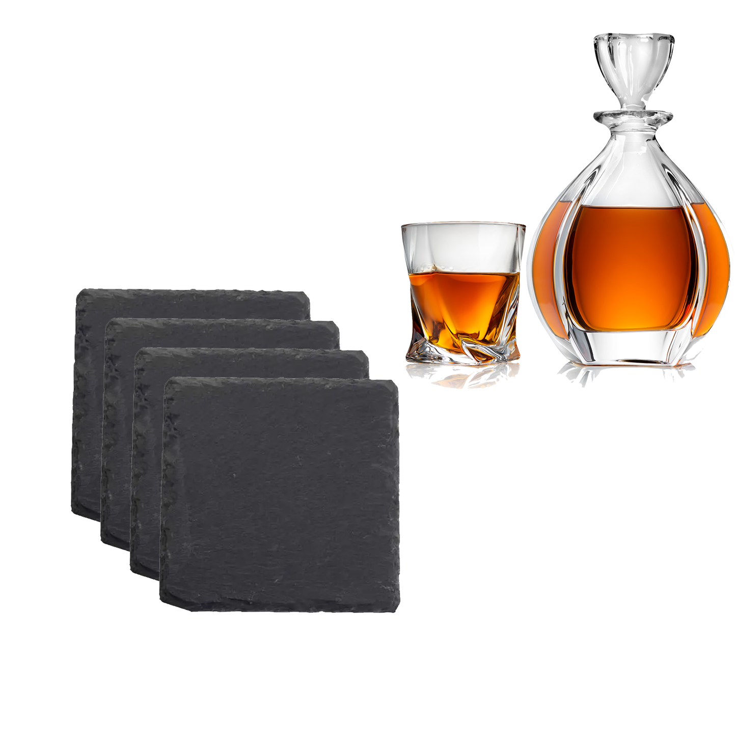 Square Slate Stone Coasters - Set of 4